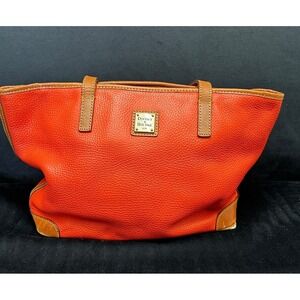 DOONEY & BOURKE Pebbled Orange Leather Bag Bucket Bag Dust Cover
